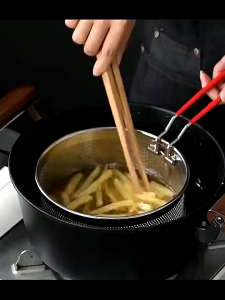 Deep Fry Basket Stainless Steel Cooking Strainer Colander Frying Blanching Noodle Strainer