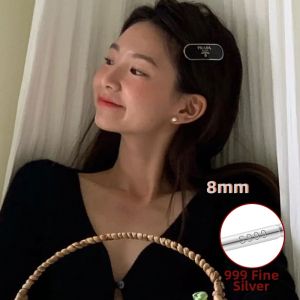 MIXIER | Elegant Pearl Stud Earrings 999 Pure Silver