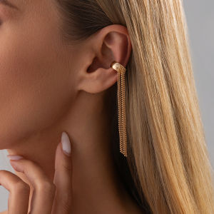 Ingemark | Ingemark 1 Pcs Simple Trendy Gold Color C-Shape Tassel Clips Earrings for Women Elegant Retro No Piercing Earring Jewelry Gifts