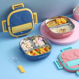 Kotak makan stainless steel/ Lunch box set anak/ Tempat makan stainless steel anak/ lunch box TEDEMEI Bekal Anak Warna Random Lunch Box Tahan Lama - Lazada