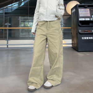 Khaki Wide Leg Jeans Womens Casual Loose Feelings Straight Design American Retro Drapey Loose Fit Casual Trousers Trendy