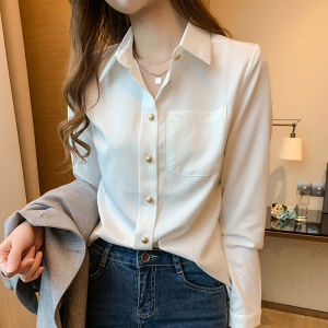 White Shirt Women Business Wear Spring and Autumn Anti-Wrinkle Non-Ironing Work Commute Guest look Top Long sleeve Casual White Shirt Women