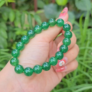Q2155 Vòng Ngọc Agate Xanh Lá 10li chất bóng đẹp loại này đeo bền cực cho Mộc và Hoả - Phong Thuỷ TUDO P