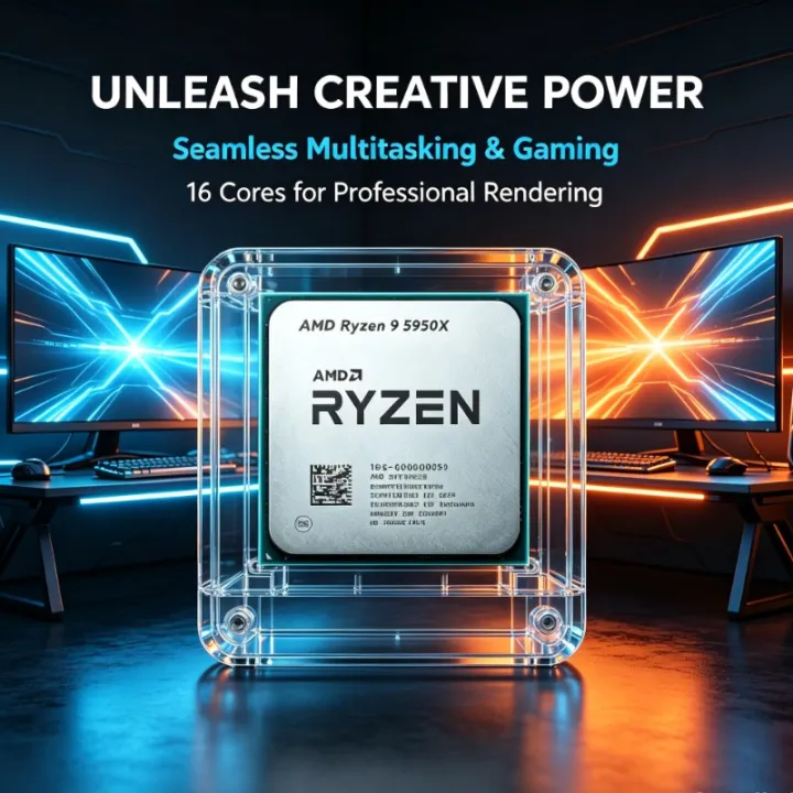 AMD | Ryzen 9 5950X Desktop Processor Socket AM4 16‑Core 3.4GHz 105W No Cooler For AM4 Platform Desktop PC