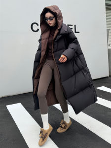 High-End Goose down Jacket Womens Winter New Style Mid-Length Hooded Thickened Casual Fashion Warm Ladies Outerwear