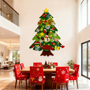 1PC DIY Felt Christmas Tree with LED Lights for Wall Decor and Christmas Home Decorations(Batteries Not Included)