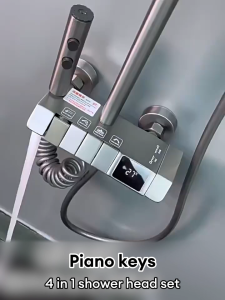 KEVE Bathroom Shower Set with Faucet 2 Way Hot and Cold Piano Digital Rainfall Shower Full Set Heavy duty