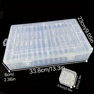 12/36/64pcs Large Capacity Transparent Plastic Storage Box Set Portable Organizer for Beads Jewelry Crafts & Small Items
