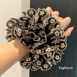 Gold Embroidery Heavy Work Flower Large Elastic Hairstyles Hair Bands WomenLazy Bun Super Large Sizes Hair Accessories