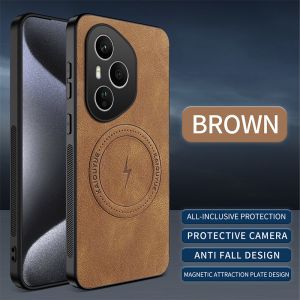 Mag-safe For Honor 400 Lite 200 Pro 5G Back Business Cover Sheepskin Leather Magnetic Case For Honor 400 Wireless Fundas