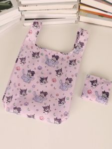 กระเป๋าเดินทางแบบพับได้ขนาดเล็กลายการ์ตูน กระเป๋าผ้าใบผ้าอ็อกซ์ฟอร์ดสำหรับเดินเล่น กระเป๋าใส่ของสำหรับเดินทางที่อเนกประสงค์