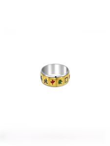 [Black Official] Titanium Steel No Fading Non-Allergic Ring Chinese Fad Rotating Room Gold Mahjong Design for Boys and Girls