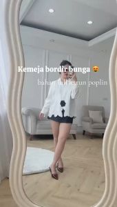 SJM KEMEJA WANITA FULL BORDIR BUNGA FASHIONABLE LENGAN PANJANG 832