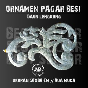 ornamen klasik mewah ukuran 50x80 motif bunga lengkung dua muka bahan plat besi hiasan aksesoris pagar besi