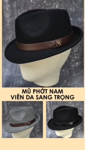 Mũ phớt len vành nhỏ đai da logo chữ M cổ điển MP818