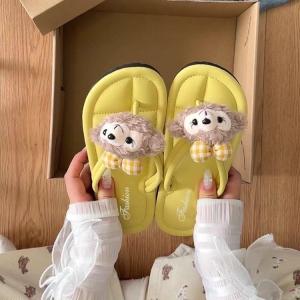 Summer Outdoor Womens Thong Slippers Soft Bottom Thick Heel Beach Sandals Cute Cartoon Fashionable Slip-On Casual EVA Shoes