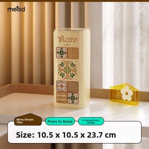 MeisD Press-Up Dustproof Makeup Brush Storage Tube High Aesthetic Eyebrow Pencil Brush Holder Desktop Cosmetic Organizer Box