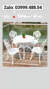 Bộ bàn ghế ban công ngoài trời Nhôm đúc Bàn ghế sân vườn ngoài trời Tròn Bàn ghế ngoài trời - BO08
