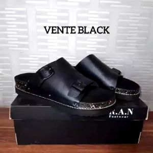 VENTE BLACK (KULIT ASLI) |ManNeedMe x RAN| Sandal Pria Casual Sendal Slip On Kulit