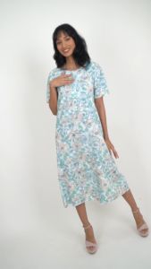 Forest Ladies Woven Short Sleeve Floral Pattern Women Dress | Baju Perempuan - 822265