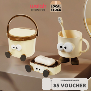 Big Eyes Series Cute Portable Mini Desktop Dustbin Bathroom Cup Toothbrush Bathroom Soap Box
