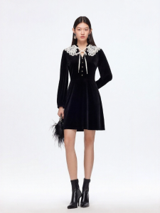 Vero Moda | Đầm Nữ Mới Thu Đai Cao Bông Gấm Có Voan Détachable