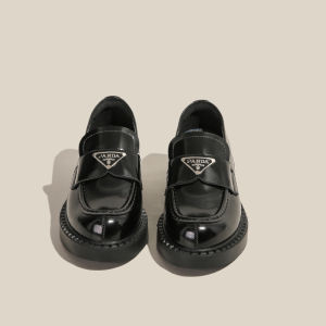 Genuine Leather Thick Sole British Style Leather Shoes Female 2024 Spring New Arrival Retro Shoes Easiest for Match Triangle Mark Chunky Heel Loafers