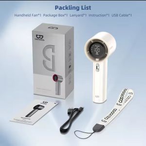 GOOJODOQ High Speed Handheld Fan Strong Wind 100 Gear With Adjustable Speeds LED