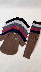 Hooneybee Fauzan Hitam Setelan Koko Anak Laki Laki Size 2-10 Tahun Baju Muslim Anak Cowok