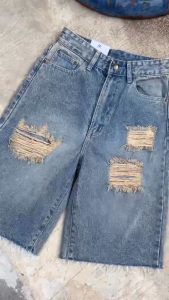 [พร้อมส่ง] BabarryStyle [S-6XL] - กางเกงขาสั้น ยีนส์ขาด 5ส่วน สีฟอกเซ่อร์ ยาว 23 นิ้ว