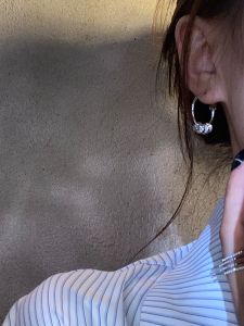 Treasure Girls Circle Diamond Drop Earrings Simple Stylish Womens Hoop Earrings  out Alloy Plated Silver Gold