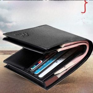 JLTJLO Leather Wallet for Men Short Cowhide Billfold with Zipper Clip-On Design Business Casual Style Plenty of Compartments