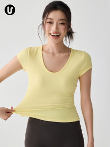 Womens Yoga Fitness Clothing Quick Dry Short Sleeve Tight Sports Pilates Training Suit Ultra Stretch Breathable Nylon Fabric