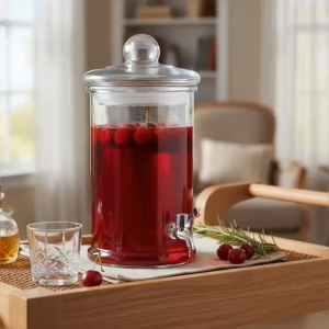 Bình Ngâm Rượu Có Vòi 10L Thủy Tinh Dày Dặn - Bình Đựng Nước Trụ Trơn  TT10LV Đựng Detox Nước Ép Hoa Quả Tiện Lợi