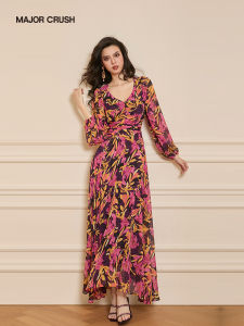 French Custom Designed Floral Chiffon Dress
