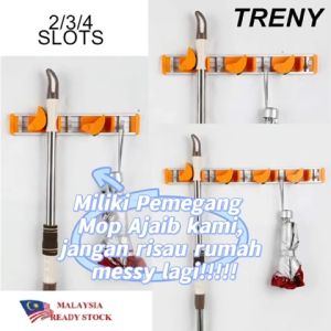 TRENY Wall Mounted 3 Styles Broom Holder Tool Broom Holder Kitchen Storage Magic Plastic Mop Holder Storage Holder Multi-Functional
