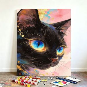 BILIBILI | Acrylic Paint By Numbers Cat Painting By Numbers on Canvas Coloring By Number for Adults Paint Digital Art