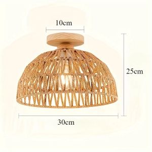 JOYINLED E27 Wabi-sabi Natural Hand-woven Paper Rope Lampshade Ceiling Lamps Restaurant Living Room Retro Vintage Ceiling Lights