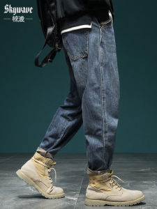 Retro American Denim Jeans Mens Straight Loose plus Size Trendy Casual Long Pants Dad Harlan Pants Cotton Polyester Blend