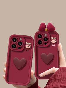 Wine Red Stereo Love Heart Bow Tie for Huawei Mate60pro Phone Case Glory 90/80/70 New Arrival Nova11/10/9SE Protective Case P40pro Female 30epro Creative X50i