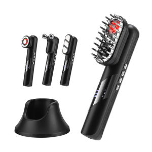 EMS Vibration Massage Comb Anti Hair Loss 4 in 1 Beauty Device Skin Lifting & Firming Portable Scalp Liquid Applicator Hairbrush
