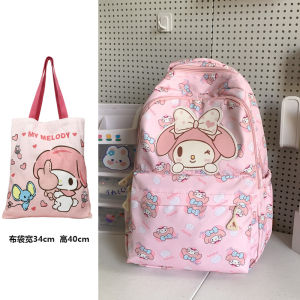 Lightweight Portable School Bag for Girls Primary And Junior High School Students Cartoon Print Nylon Backpack Large Capacity