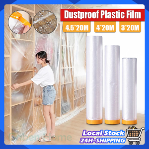 20M Furniture Plastic Cover Disposable Dustproof Film with Adhesive Bed Sofa Home Protection Plastic Cover Tape Film Cover