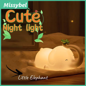 Cute Elephant Silicone LED Night Light for Children and Baby Cartoon Childrens Bedroom Night Light Touch Adjustable Timing USB Charging Light Bedroom Silicone Night Light for Children Holiday Gift Decoration