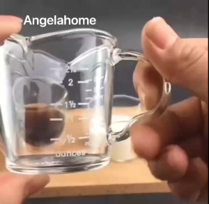 【SG SELLER】🔥 75ML/70ML Espresso Glass Coffee Cup Ounce Measuring Cup Liquid Glass with Scale Food Measure with wooden handle