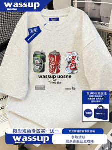 Wassup Oversize Cotton T-Shirt Mens Summer New Style Loose Fit Short Sleeve Versatile Casual round Neck Top for Teens