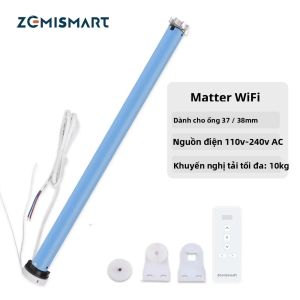 Motor Rèm Cuốn Zemismart Matter Over WiFi 2N Ống 37-38mm Tương Thích Homekit Google Home Alexa Điều Khiển Cửa Cuốn Thông Minh