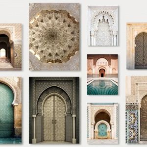 Morocco Door Arabic with Frame Architecture Minimalist Wall Art Print Canvas Painting Posters for Living Room Modern Home Decor