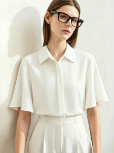 AMII | Elegant Commuter Style Turn-down Collar Butterfly Sleeve Womens Blouse