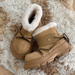 Winter Snow Boots Mens and Womens Closed Toe Thick Bottom and Warm Keeping Strap Big Head Cotton Boots Casual Fleece and Thick Northeast China Cotton Shoes